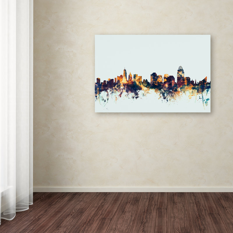 « cincinnati ohio-bleu horizon », impression sur toile tendue, H 16 po x l 24 po x P 2 po