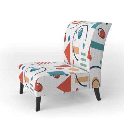 Multicolor Trendy Geometric - Upholstered Patterned Accent Slipper Chair