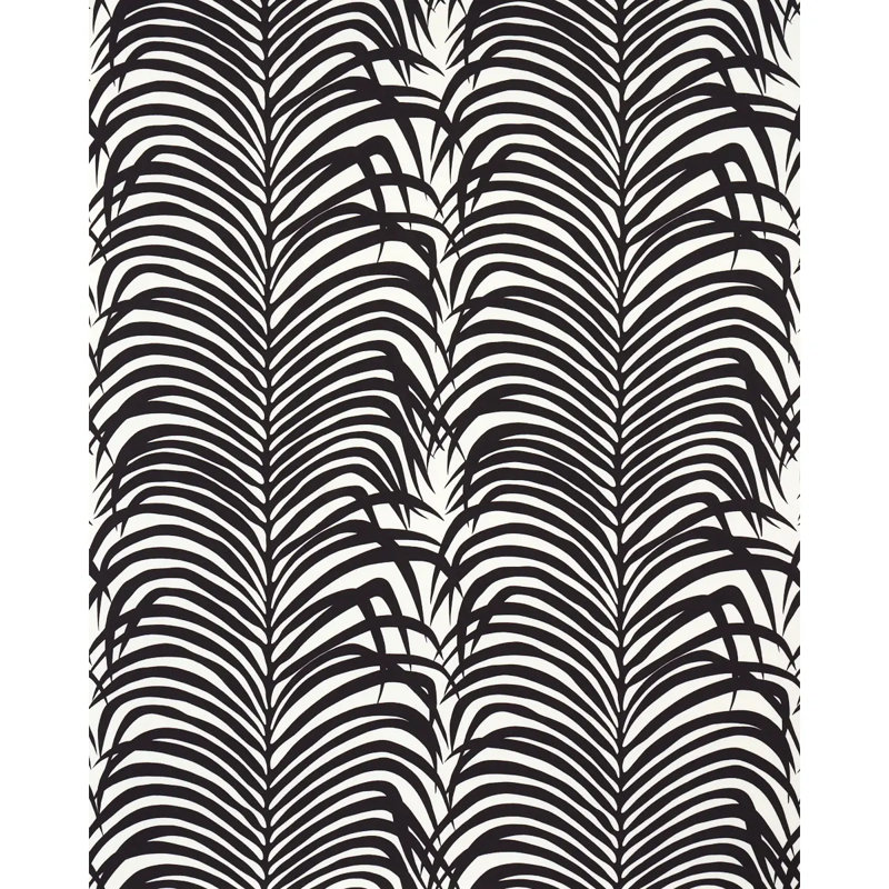 Zebra Palm Fabric, Ebony