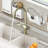 High Arc Pull - Down Kitchen Faucet, Single Hole, Stainless Steel, Brushed Gold, Dual Spray Modes, 360 Swivel Out, Quick Setup, Drip Ceramic Valve, Storage Shelf Range, Effortless Installation, Leak-1129411502