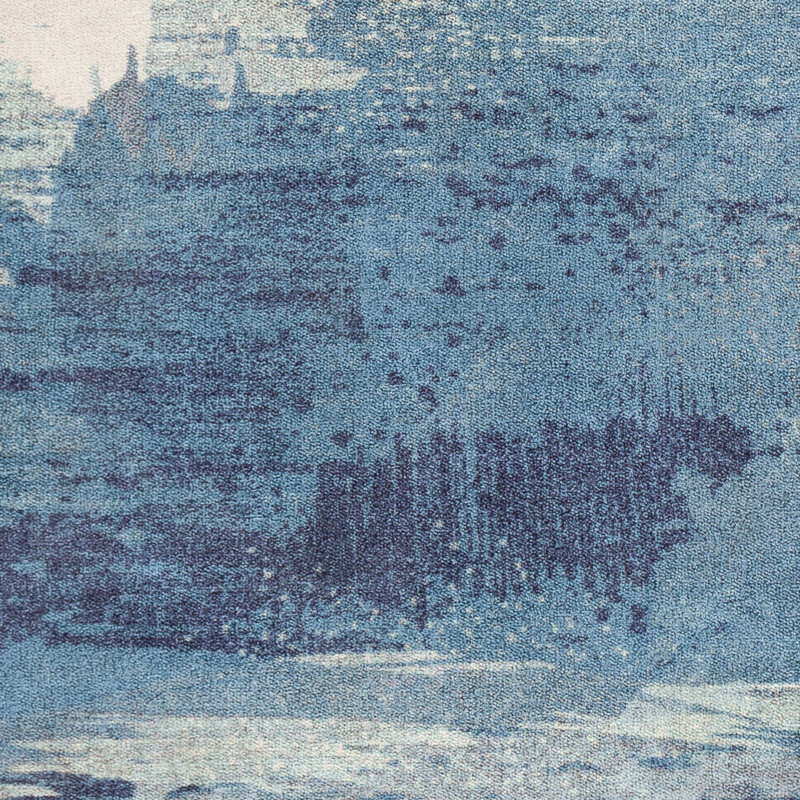 Tapis rose / orange / bleu marine tissé à la machine Luff, Rectangle 9 pi x 12 pi