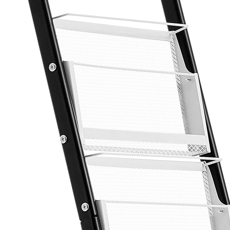 Présentoir à journaux mobile à 6 niveaux, fer noir, grande capacité pour porte-revues sur pied, conception étroite, bureau à assembler rapidement