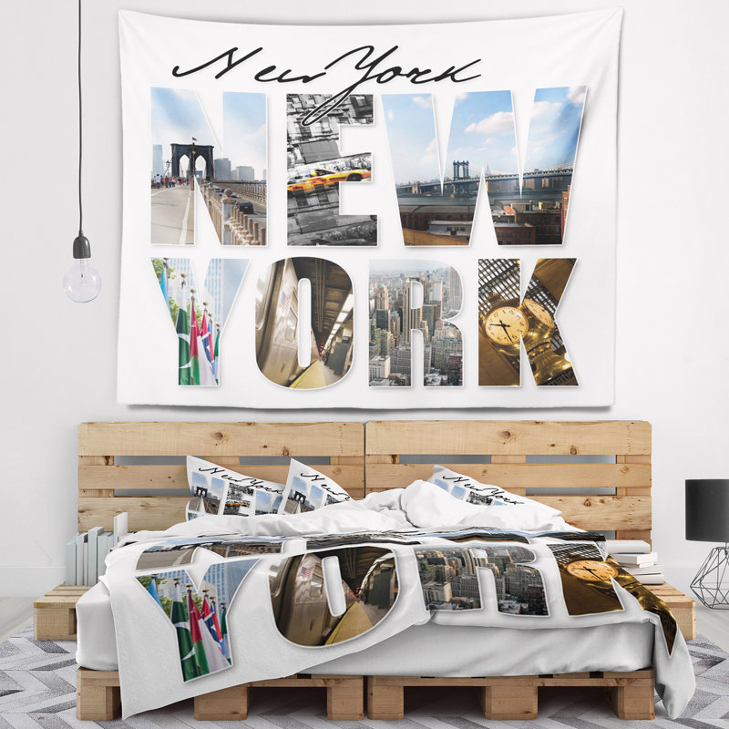 Tapisserie photomontage cityscape new york city, H 50 po x l 60 po