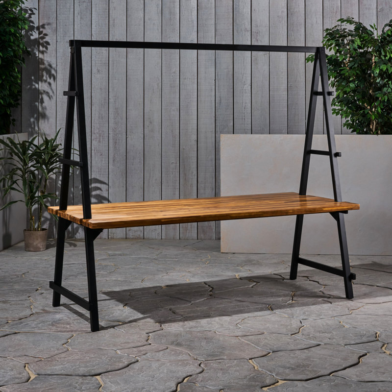 Table de salle à manger en bois avec support pour plante - L 88,5 po x P 39,5 po, H 80 po