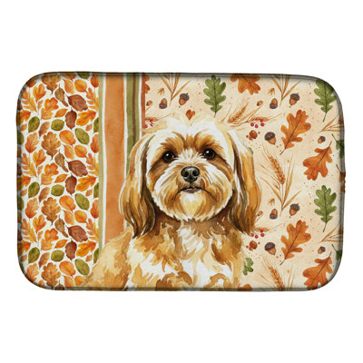 Gold Lhasa Apso Heirloom Fall Dish Drying Mat