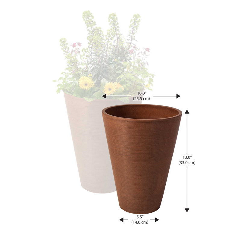 Bayley Composite Round Pot Planter Set, Terracotta