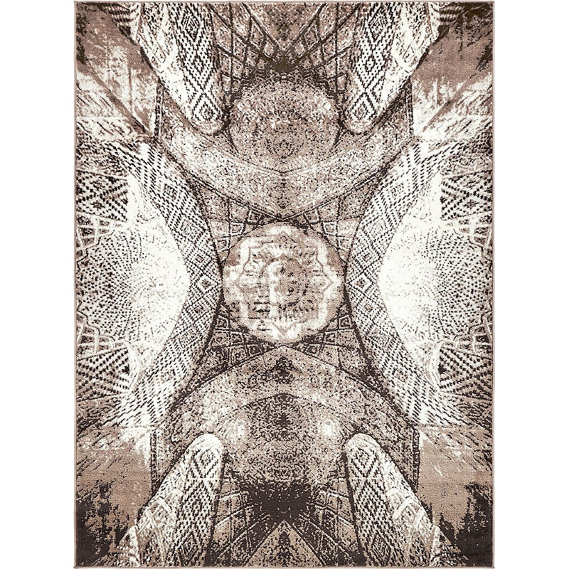 Tapis à motif oriental brun Ahron, Rectangle 8 pi x 10 pi