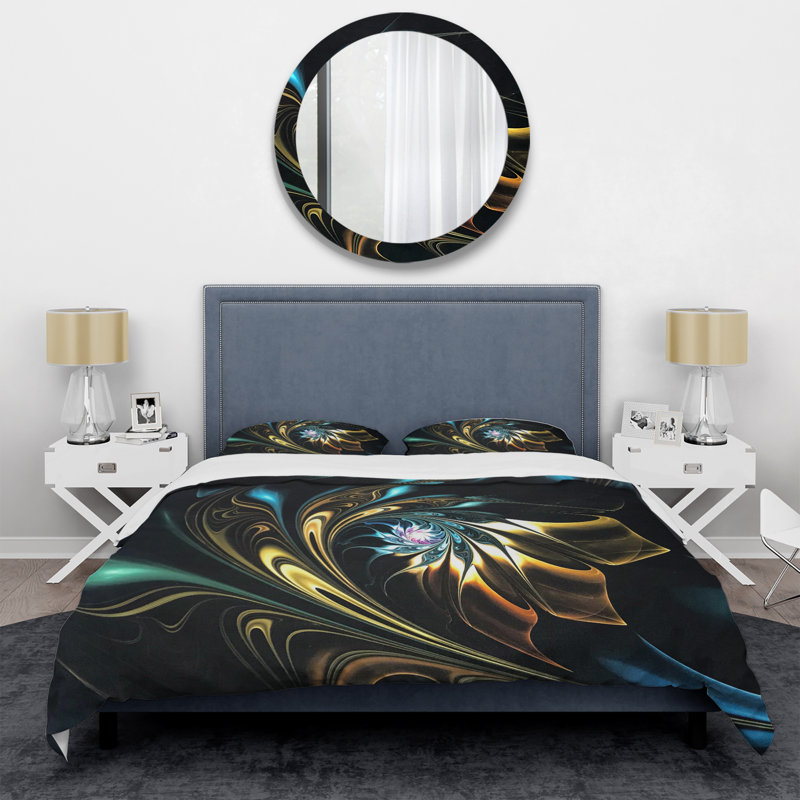 Fractal Flower Duvet Cover Set, Twin Duvet Cover + 1 Sham