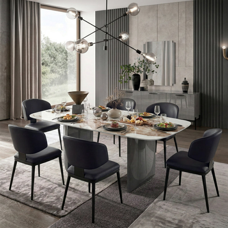 Table de salle à manger Hugette, H 29,53 po x L 70,87 po x l 35,43 po, Gris