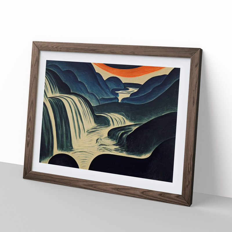 Dazzling Waterfall Abstract - Single Picture Frame Print, Walnut Framed, 25cm H x 34cm W x 2cm D