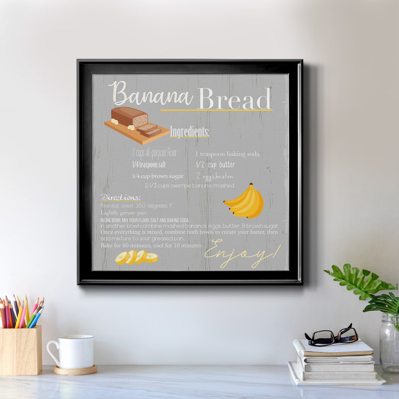 Banana Bread - encadré, art textuel sur toile, Toile avec cadre noir, H 20 po x l 20 po x p 1 po