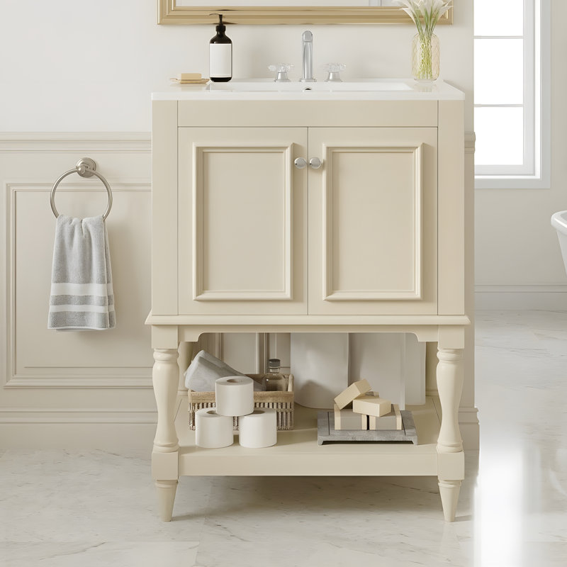 Meuble-lavabo moderne de luxe 24 po, Beige