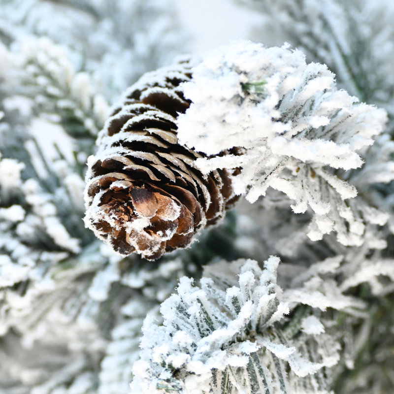 Arbre de Noël en forme de flocons de 720 extrémités avec 150 lumières à DEL blanc chaud, base de pot décorative et 19 branches de pin compactes pour plateau de table