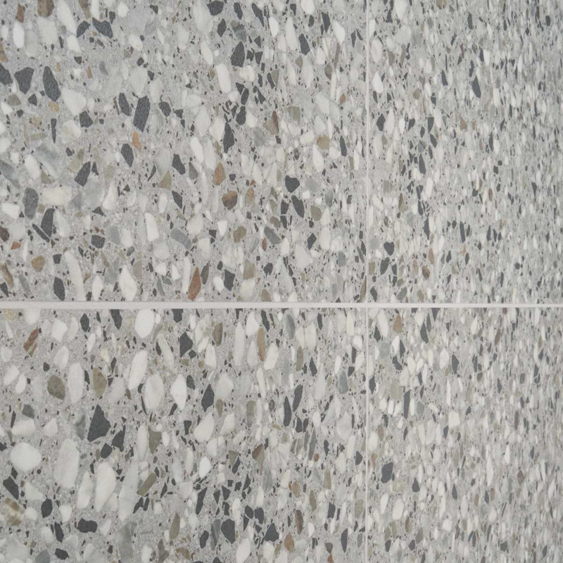 Kobe 24x24 Matte Terrazzo Look Porcelain Tile, Smoke Gray