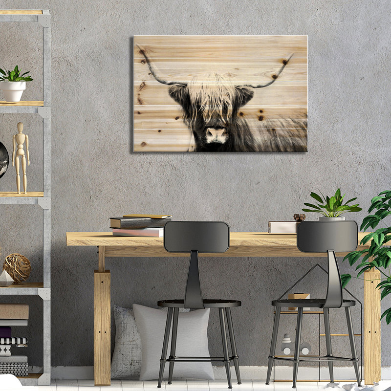 Highland Longhorn par Danita Delimont - impression sur bois sans cadre, L 26 po x H 18 po