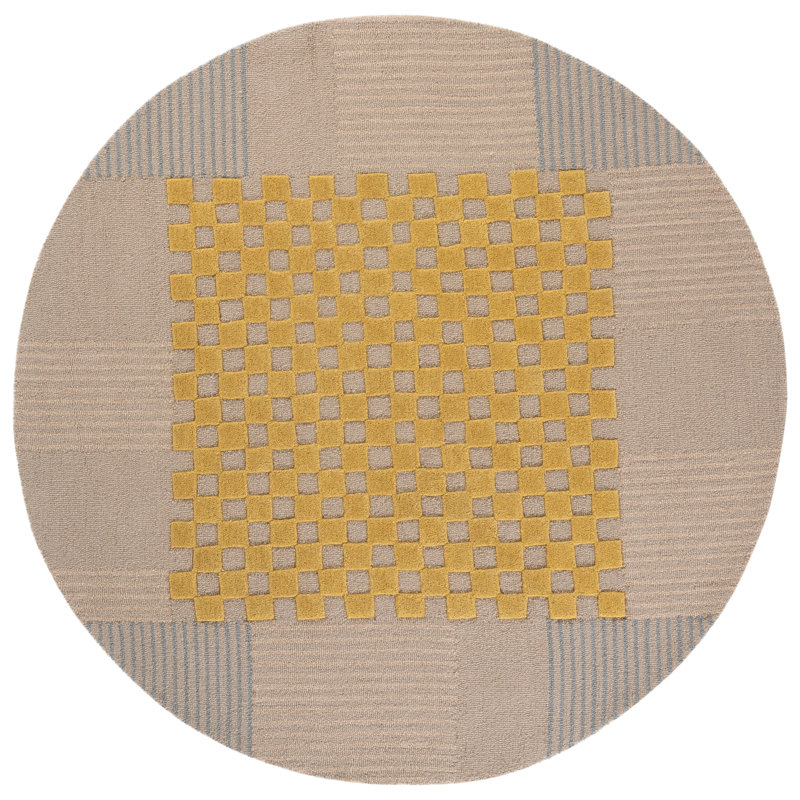 Genre 207 Checkered Hand Tufted 85% Wool; 15% Cotton Geometric Shapes Rug, Round 6'