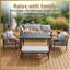 6-Seater Black Aluminium Garden Furniture Set with Sofa, Armchairs, Bench and Table for Patio Dining