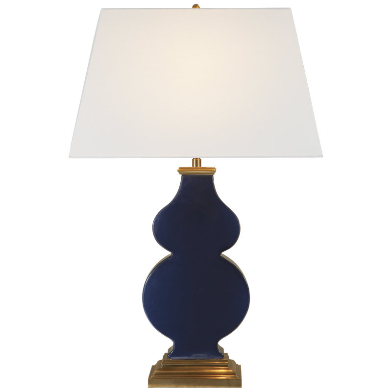 Alexa Hampton Anita Table Lamp, Midnight Blue Porcelain, Fabric