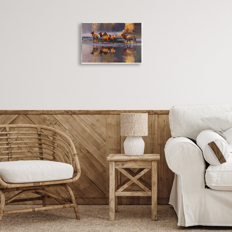 "Distant", "Elk Family", art mural par Rod Lawrence, H 10 po x l 15 po