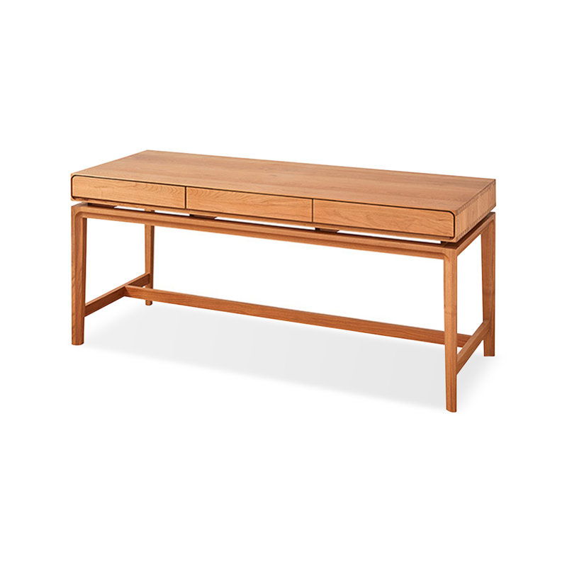 Contemporary Desk: Solid Wood & Efficient Storage, 29.53" H x 62.99" W x 23.62" D