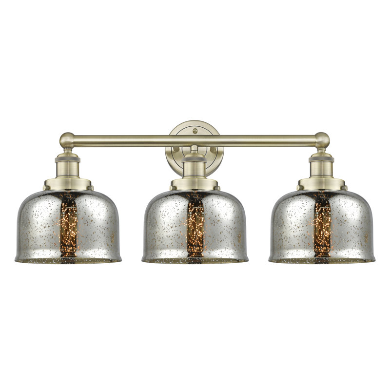Éclairage pour meuble-lavabo à 3 lumières à intensité variable Raykwan, Laiton antique, Argent mercuré plaqué