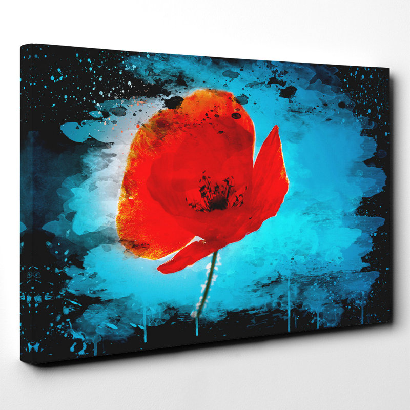 Red Poppy Flower 1 - Wrapped Canvas, 50cm H x 76cm W