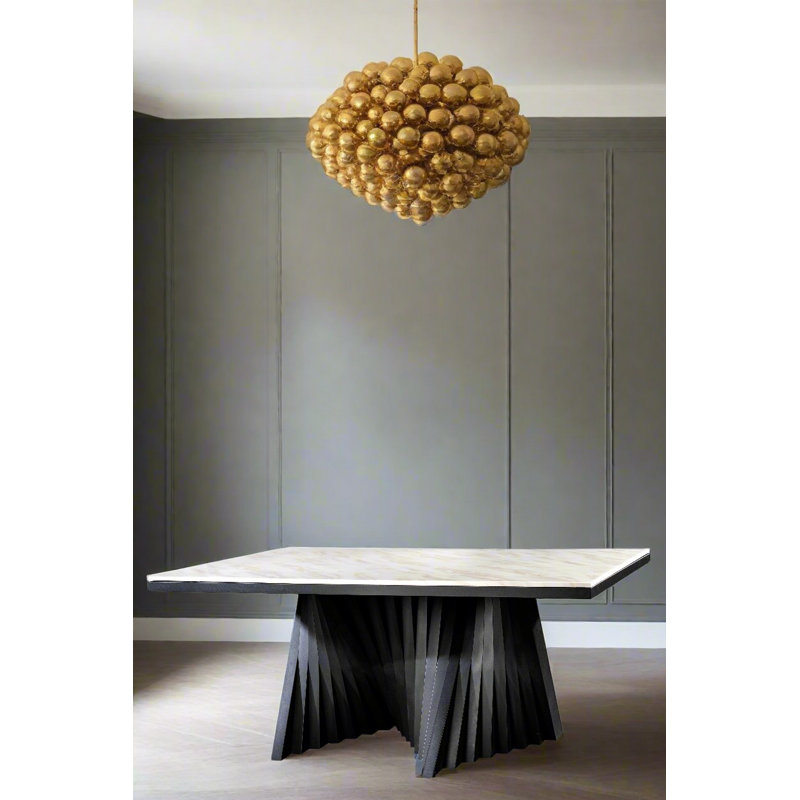 Harvin Rectangular Marble Top Dining Table – Modern Luxury Statement Piece, 31.5"H x 92"L x 35.5"W, Black
