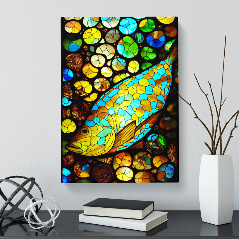 Alyse Fish StainGlass - Wrapped Canvas, 60cm H x 40cm W x 3cm D