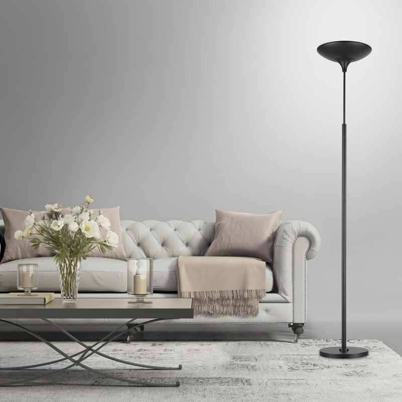 Adjustable Matte Black LED Torchiere Floor Lamp for Kids, Energy Star