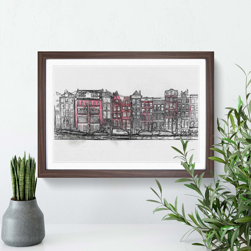 Wintertime in Amsterdam Netherlands in Abstract - Picture Frame Graphic Art Print, Walnut, 60cm H x 91cm W x 2cm D