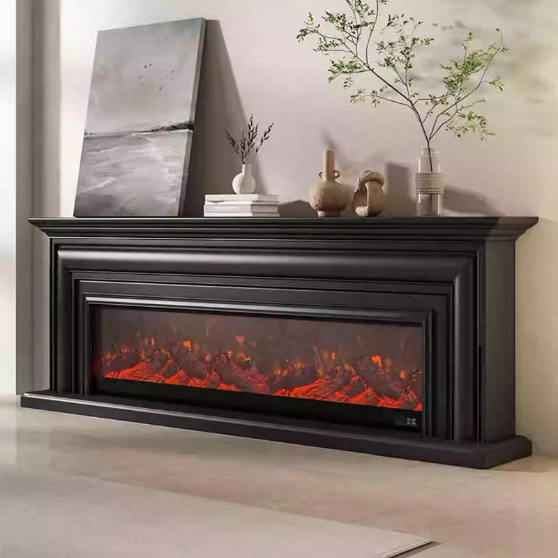Meuble télé simulé, Noir, noir, noir, noir, 78.74"