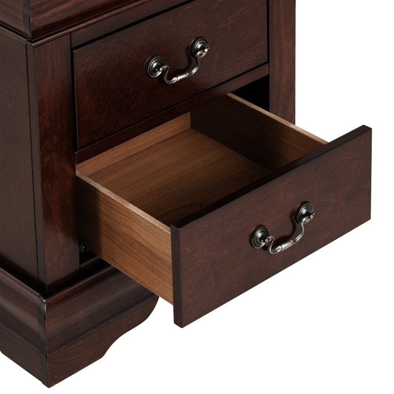 Traditional 23.5" 2-Drawer Fully Assembled Solid Wood Nightstand, Brown
