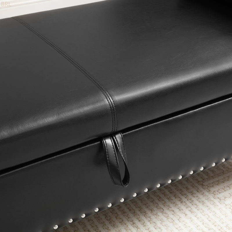 Upholstered Bed Bench Flip Top Storage, Black