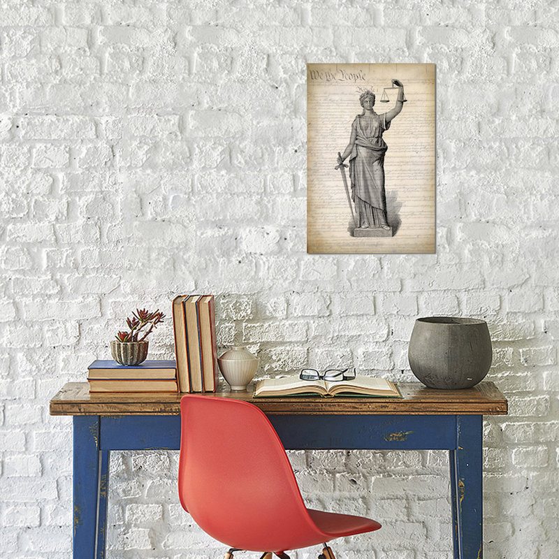 « u.s. constitution », impression sur toile, H 26 po x l 18 po x P 1,5 po, Toile tendue, Pas de tapis
