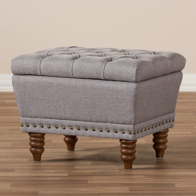 Repose-pieds avec rangement Galvester Studio Alzenia, Gris clair