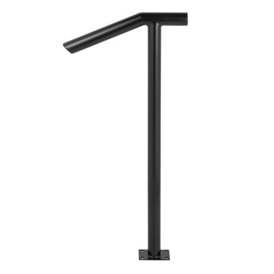 Garde-corps simple à 1 ou 2 rampes en acier noir Capacité de 441 lb de vernis de cuisson Escaliers élégants pour les marches extérieures avec boulons d'expansion et mèche