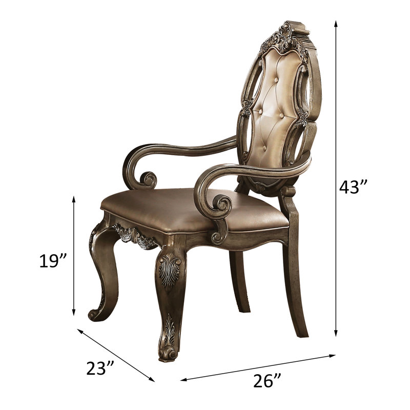 Chaise avec accoudoirs touffetée Aleja en chêne rétro (ensemble de 2)