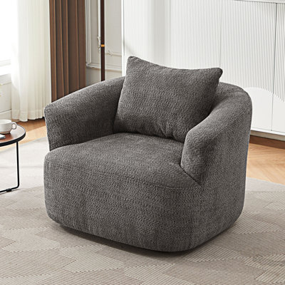 Fauteuil pivotant à 360 °, canapé d'appoint 38,2 po, fauteuil pivotant rembourré avec coussin décoratif pour salon, chambre à coucher, bureau et hôtel