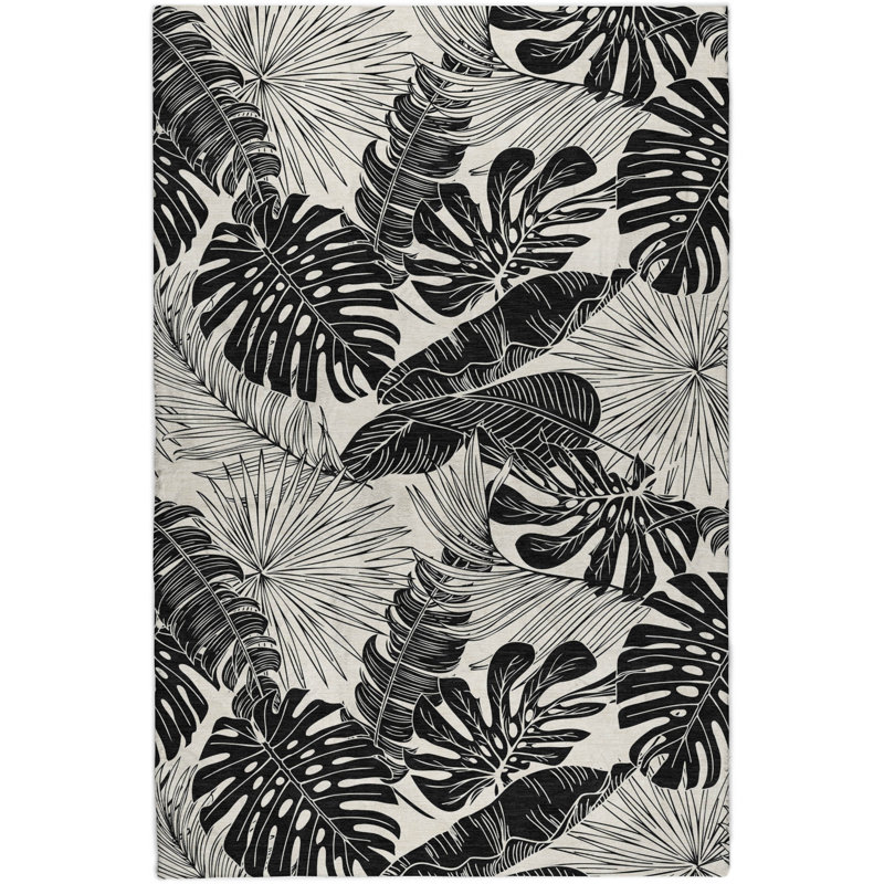 Premium Machine Washable Dream Shag ADS211 Large Leaves Rug, 10' x 14'