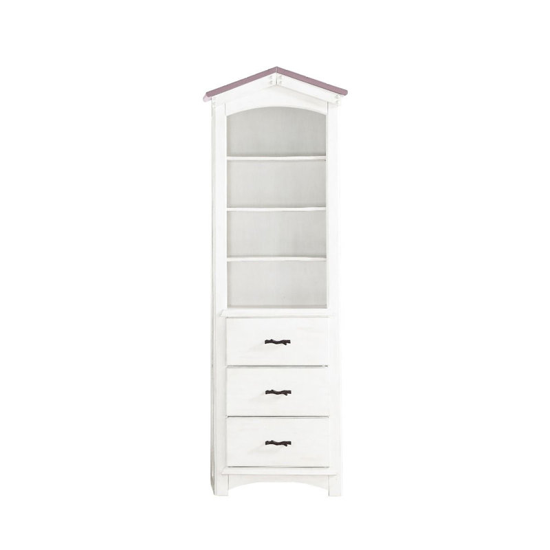 Demonte 3-Drawers Bookcase in Pink and White