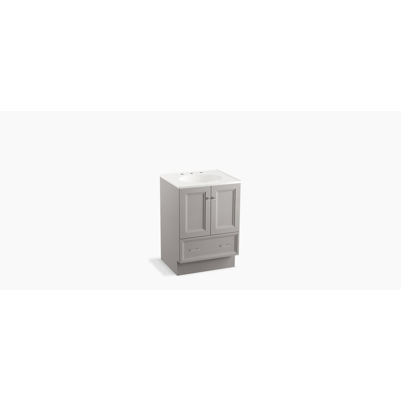 Meuble-lavabo Damask de 24 po (61 cm) avec plinthe, 2 portes et 1 tiroir, Mohair gris