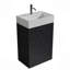 Meuble-lavabo autoportant de 20 po en marbre noir avec lavabo en céramique pour salle de bain moderne, KD