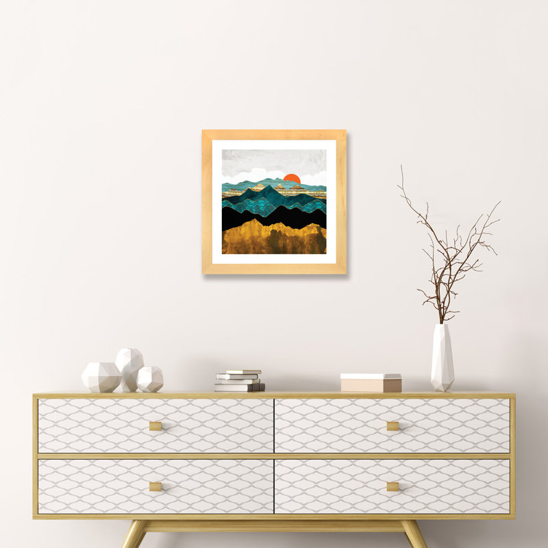 Turquoise Vista - imprimé, H 16 po x l 16 po x p 1 po, Cadre papier naturel