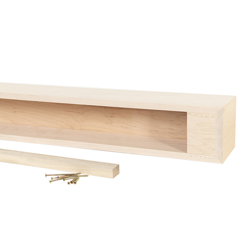 Modern Ember Autumn Floating Maple Wood Fireplace Mantel Shelf - With Angled Corner Accents, Clear Polyurethane, 48"
