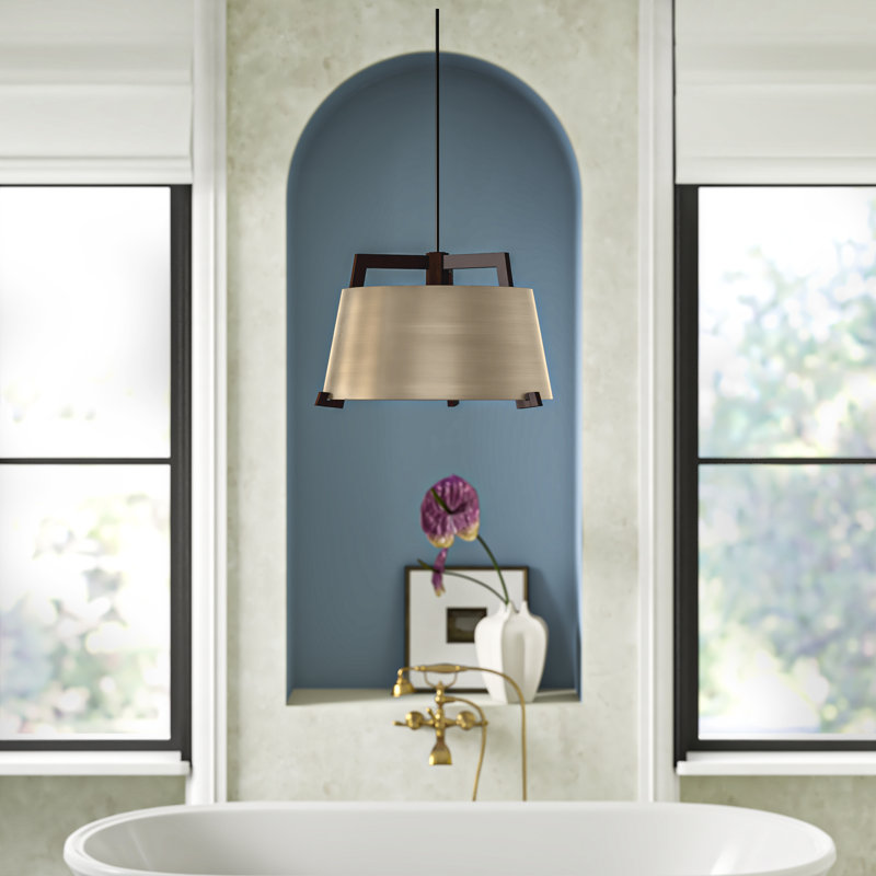 Ignis Pendant, 11.5" H x 17" W, Dark Stained Walnut/Rose Gold, 3500K LED w/ Diffuser - Rigid