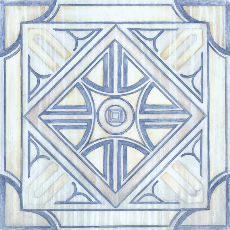 Blue And Yellow Mosaic Tile 1 - Wrapped Canvas Print, 76cm H x 76cm W x 3.8cm D