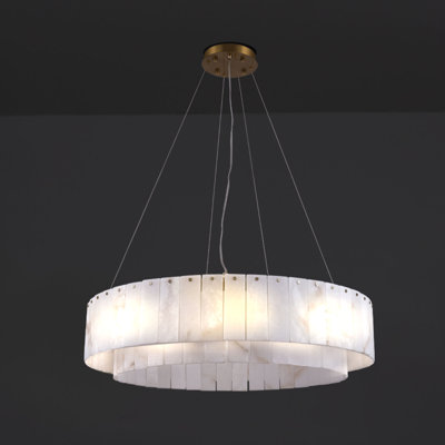 10-Light 31" Dimmable Alabaster Round Chandelier (Bulbs Included)