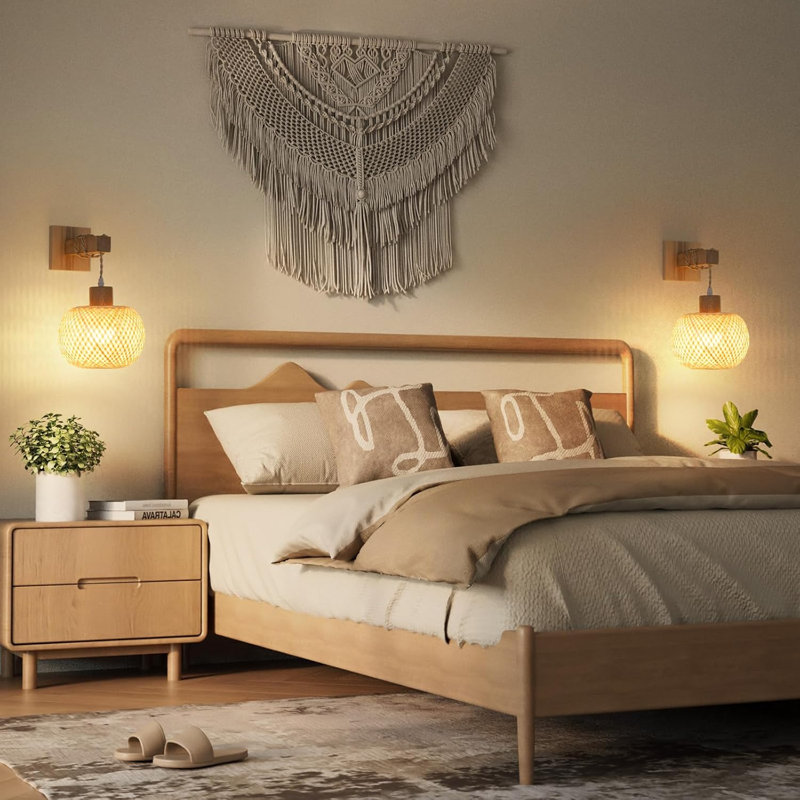 Dimmable Woven Bamboo Wall Lamp