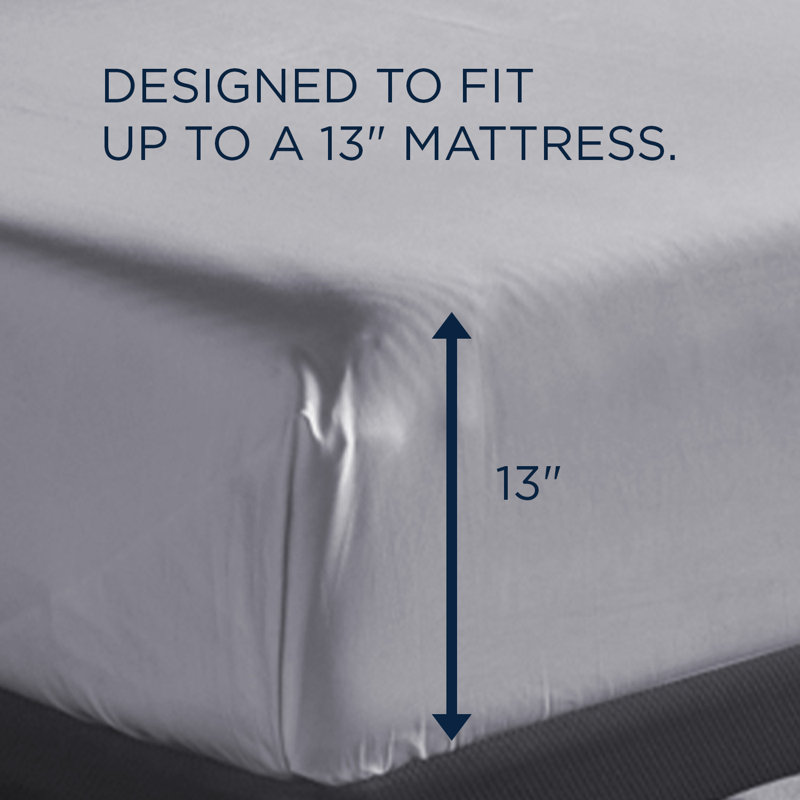 Tempur-Classic Cotton Sheet Set, Twin XL Sheet Set + 1 Fitted Sheets + 1 Pillowcase, Silver Mist