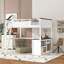 Grand lit mezzanine avec bureau, tablette ouverte et boîte de rangement, station de charge USB